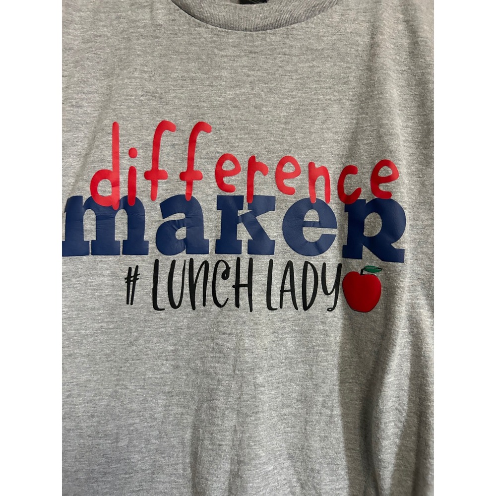 Gildan Softstyle Midweight Difference Maker Lunch Lady Graphic T-Shirt Gray M